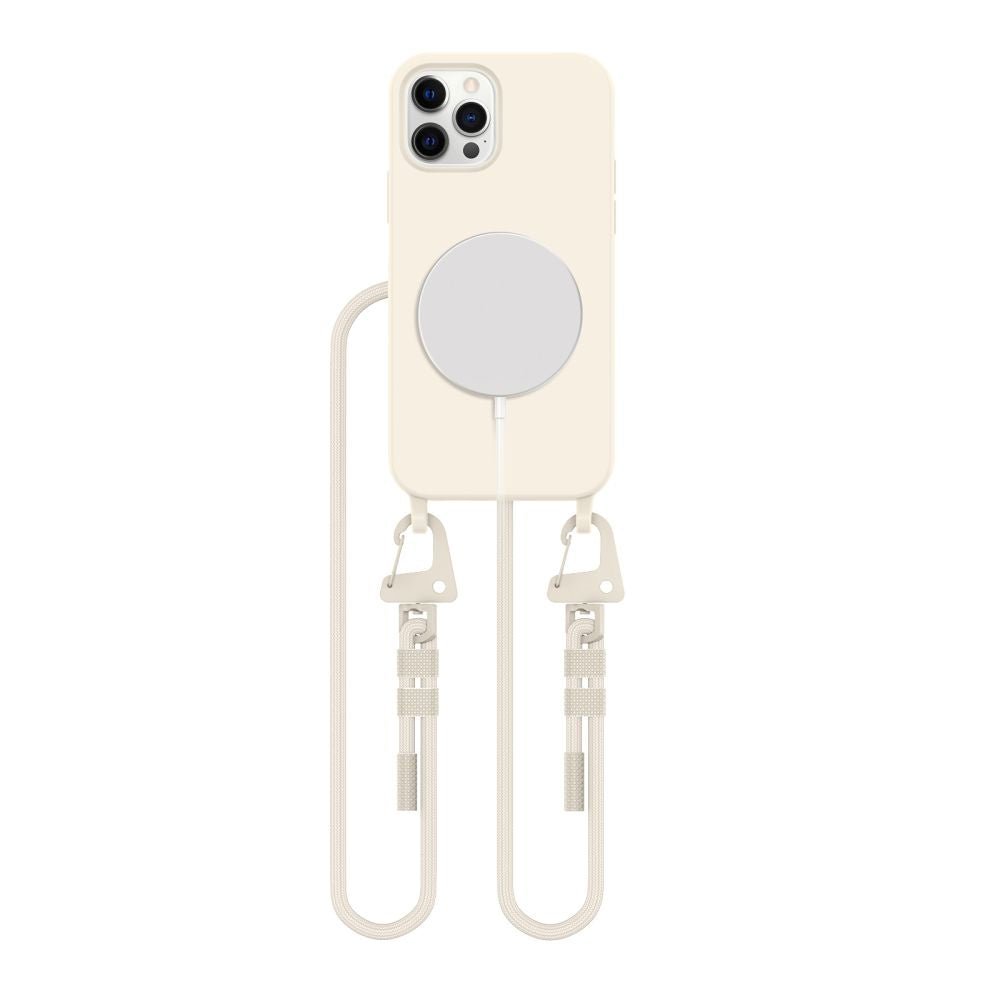 Tech - Protect iPhone 12 / iPhone 12 Pro MagNecklace - MagSafe Θήκη Σιλικόνης TPU με Pυθμιζόμενο Αποσπώμενο Κορδόνι - Cosmic Latte