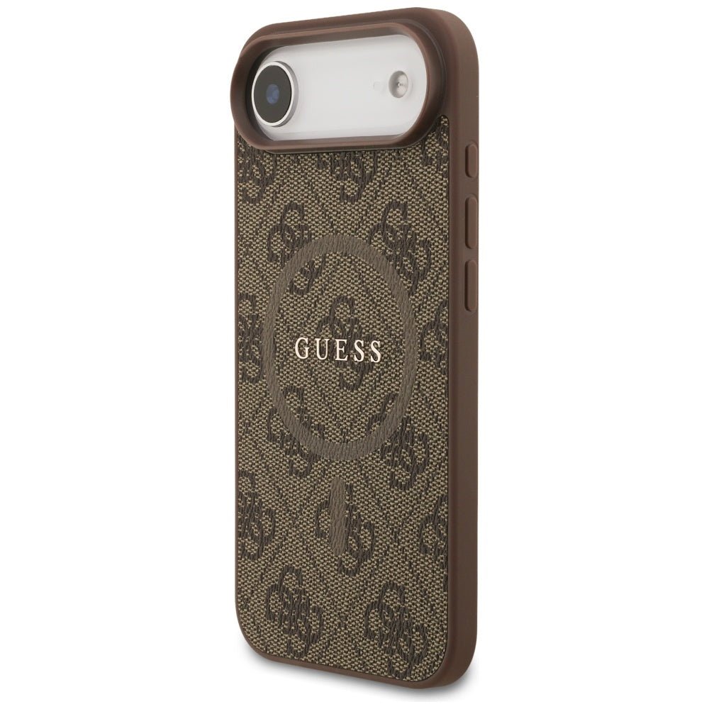 Guess iPhone Air - 4G Ring Classic Logo MagSafe - Σκληρή Θήκη με Πλαίσιο Σιλικόνης και Επένδυση Συνθετικού Δέρματος - Brown - GUHMP17MG4GFRW