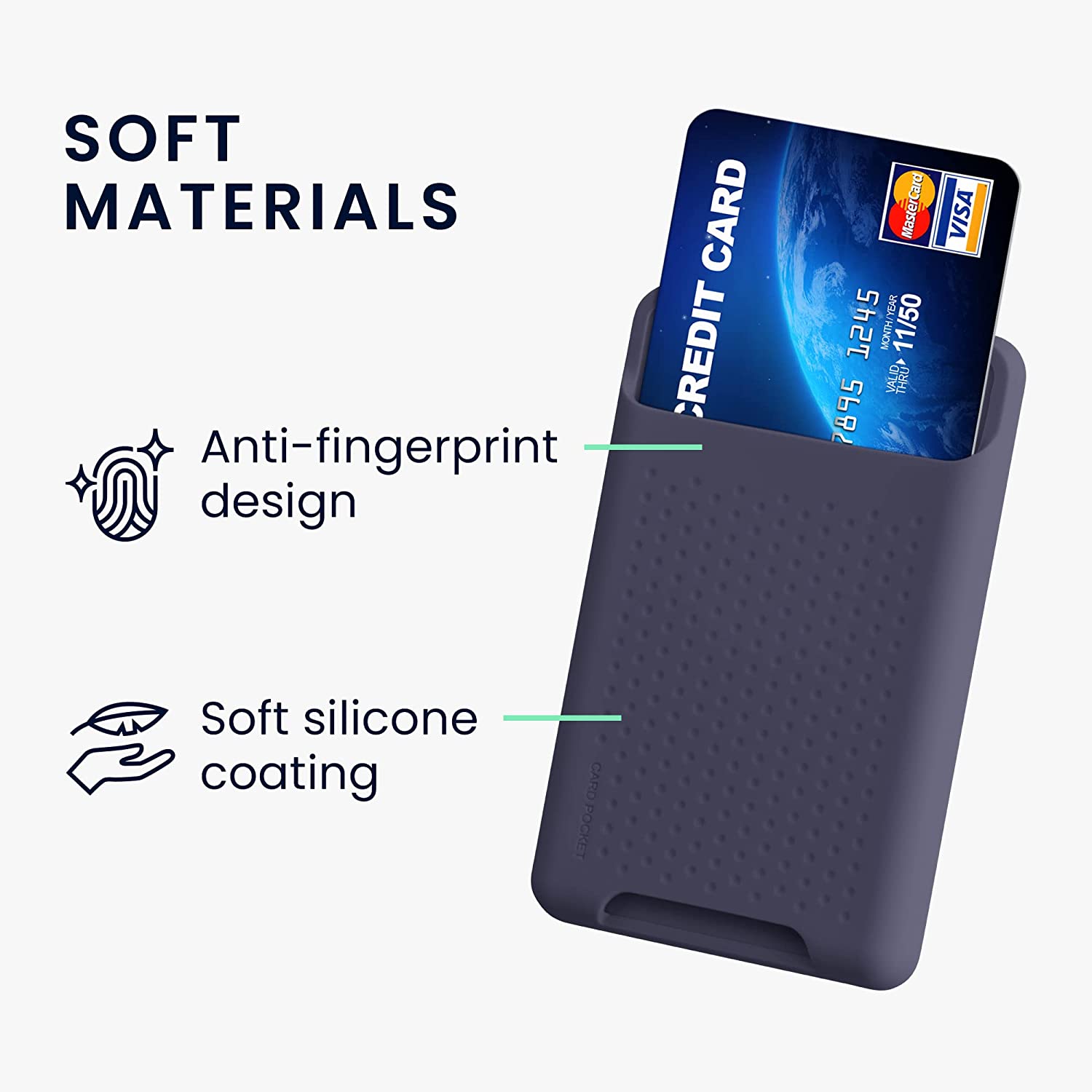 KW iPhone Μαγνητική Θήκη από Σιλικόνη για Πιστωτικές Κάρτες - Dark Blue - 58790.17