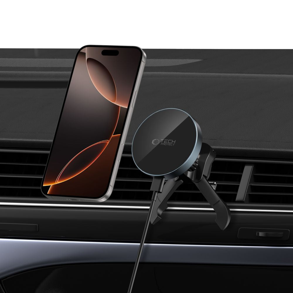 Tech - Protect MM15W - V5 Μαγνητική Βάση για τον Αεραγωγό του Αυτοκινήτου με Ασύρματη Φόρτιση MagSafe 15W - Black