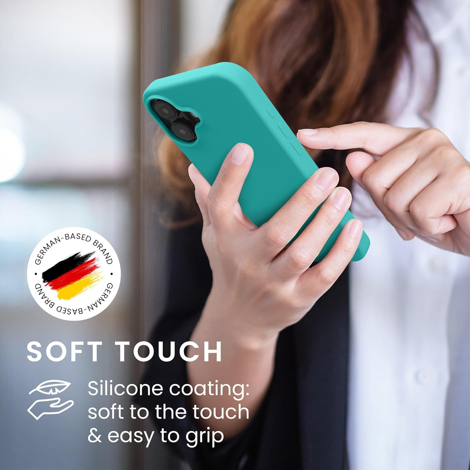 KW iPhone 16 Plus Θήκη Σιλικόνης Rubberized TPU - Turquoise