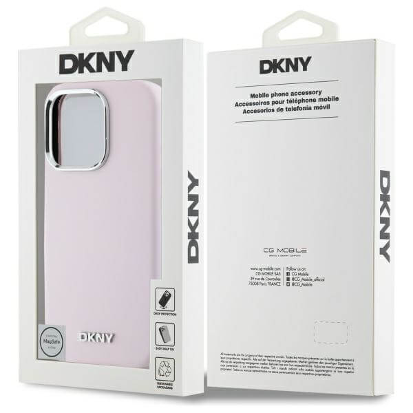 DKNY iPhone 16 Pro - Liquid Silicone Small Metal Logo - MagSafe Σκληρή Θήκη με Πλαίσιο Σιλικόνης - Pink