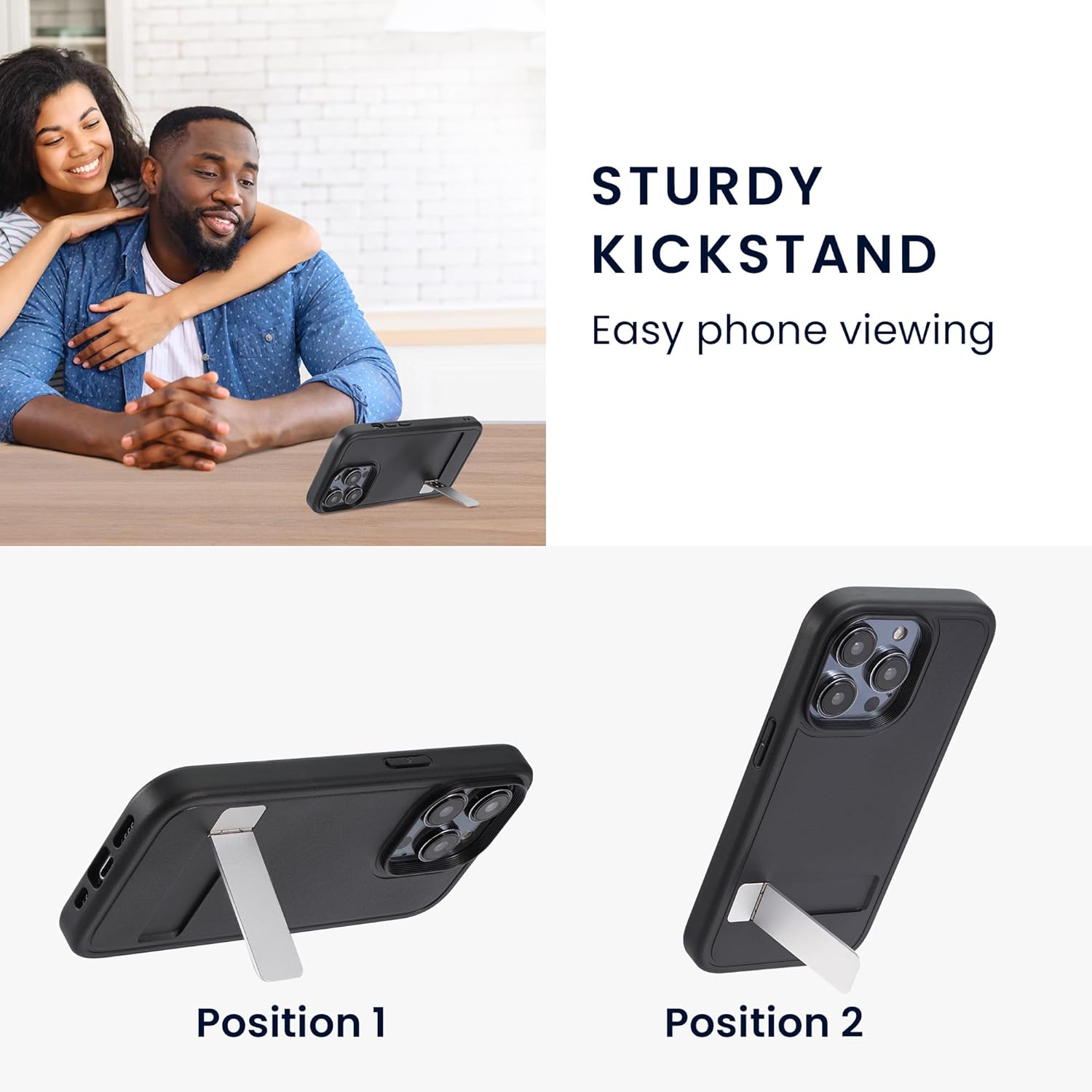KW iPhone 15 Pro Σκληρή Θήκη με Πλαίσιο Σιλικόνης και Stand - Black - 62043.01