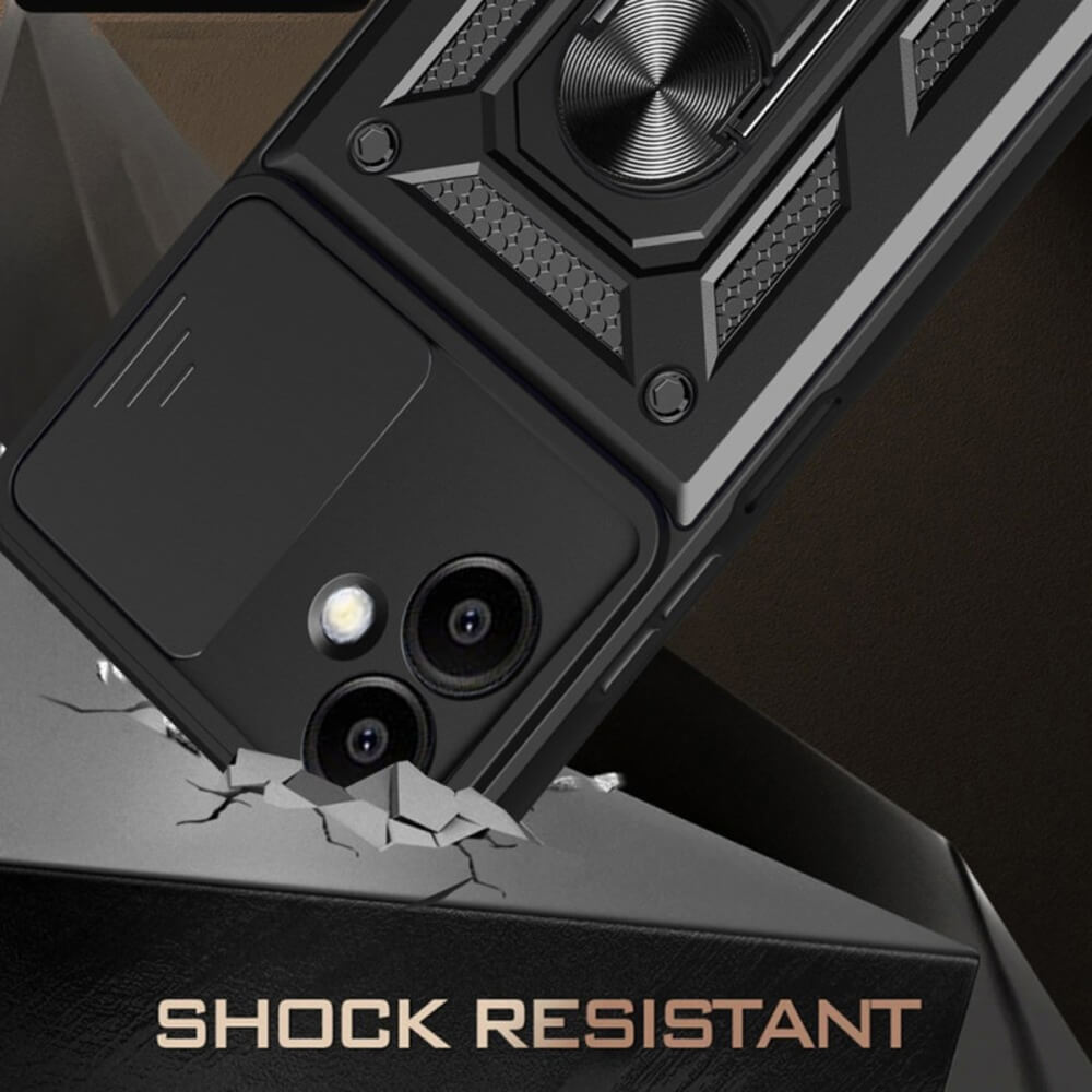 Techsuit Samsung Galaxy S25 Edge - CamShield - Σκληρή Θήκη με Προστασία Καμερών και Δαχτυλίδι Συγκράτησης - Black