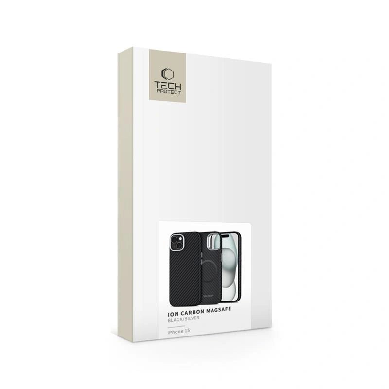Tech - Protect iPhone 15 - Ion Carbon MagSafe - Σκληρή Θήκη με MagSafe - Black / Silver