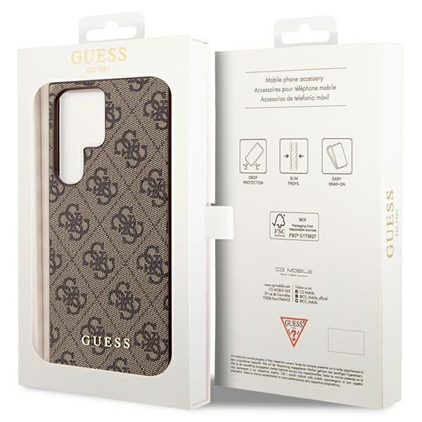 Guess Samsung Galaxy S23 Ultra - 4G Charms Collection Θήκη με Επένδυση Συνθετικού Δέρματος - Brown - GUHCS23LGF4GBR