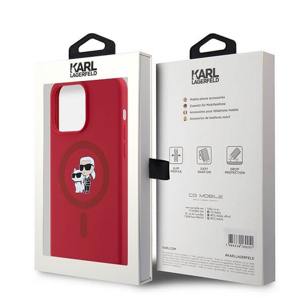 Karl Lagerfeld iPhone 15 Pro Max - Silicone Karl and Choupette - Θήκη Σιλικόνης με MagSafe - Red - KLHMP15XSCMKCRHK