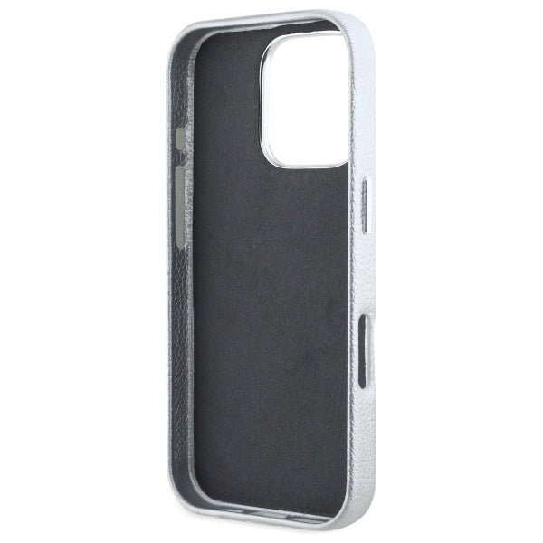 Karl Lagerfeld iPhone 16 Pro - FW Hotel RSG Σκληρή Θήκη με Επένδυση Συνθετικού Δέρματος - Grey - KLHCP16LPGWCMKHG