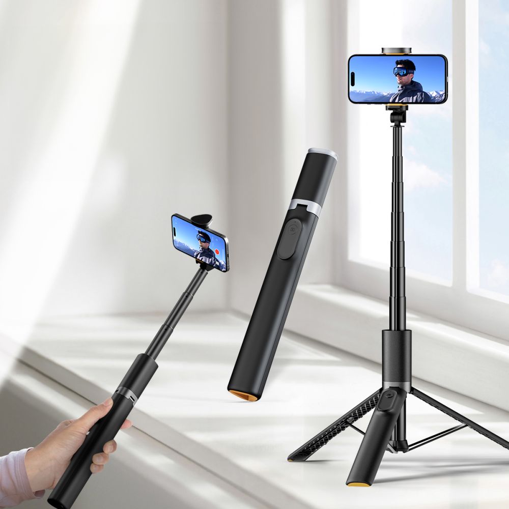 Tech - Protect L08S Ασύρματο Selfie Stick με Τρίποδο με Εύκαμπτα Πόδια και Τηλεχειριστήριο Bluetooth - Black
