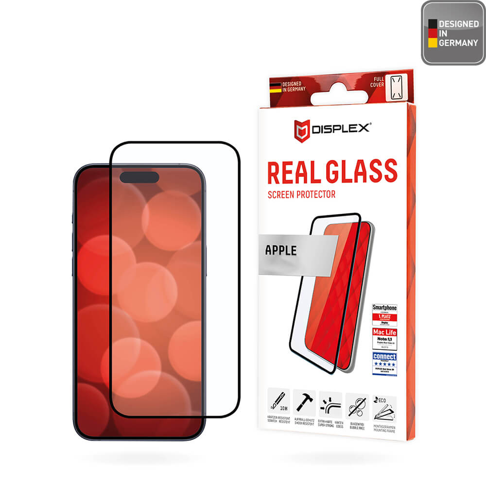 Displex iPhone 16 - Premium Προστασία Οθόνης - Full Screen Αντιχαρακτικό Γυαλί Tempered Glass - Διάφανο / Μαύρο