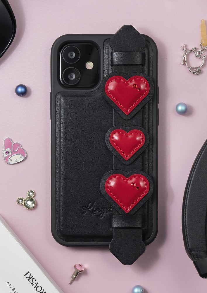 Kingxbar iPhone 12 Pro Max Refreshing Series Θήκη με Επένδυση Συνθετικού Δέρματος και Swarovski Crystals - Black