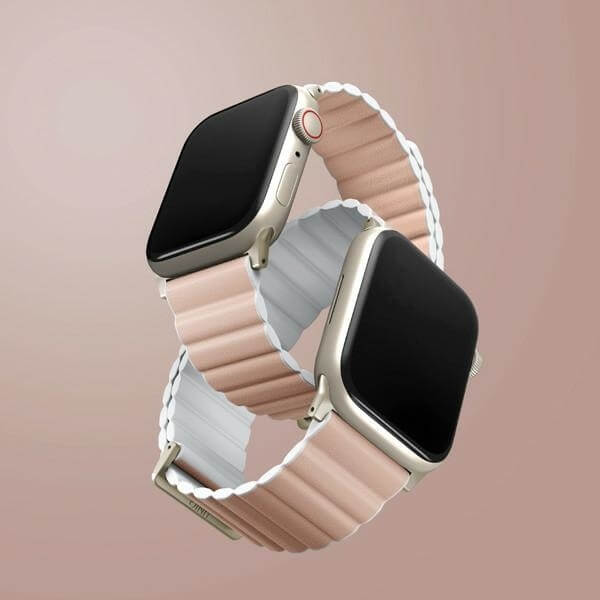 Uniq Λουράκι Apple Watch 2 / 3 / 4 / 5 / 6 / 7 / 8 / 9 / SE / ULTRA / Ultra 2 - 42 / 44 / 45 / 49 mm Revix Premium Μαγνητικό Σιλικόνης Διπλής Όψης - Pink / White