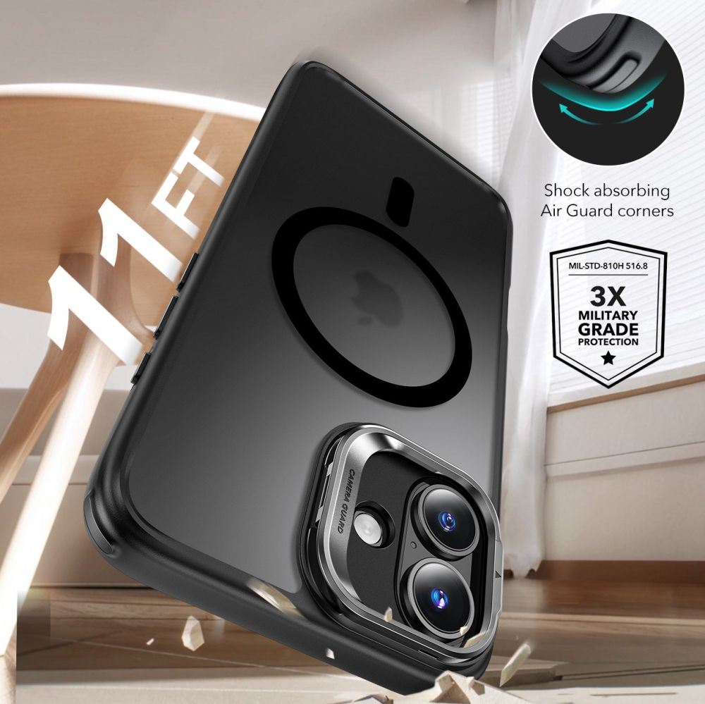 ESR iPhone 16 Classic Hybrid Kickstand Halolock MagSafe Σκληρή Θήκη με Πλαίσιο Σιλικόνης και Αντιχαρακτικό Γυαλί Οθόνης - Frosted Black