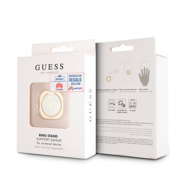 Guess 4G Ring Stand - Δαχτυλίδι Συγκράτησης Κινητού - Βάση Στήριξης - Gold / White