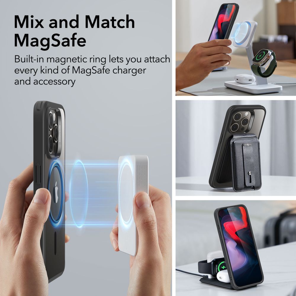 ESR iPhone 15 Pro Max Classic Hybrid Halolock Σκληρή Θήκη με Πλαίσιο Σιλικόνης και MagSafe - Διάφανη / Black