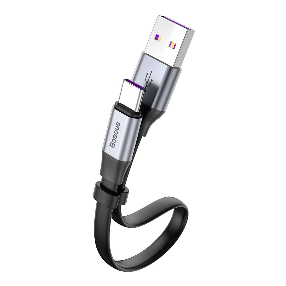Baseus Simple Flat Cable Type - C 5A 40W - Καλώδιο Γρήγορης Φόρτισης Type - C - 0.23m - Grey - CATMBJ - BG1