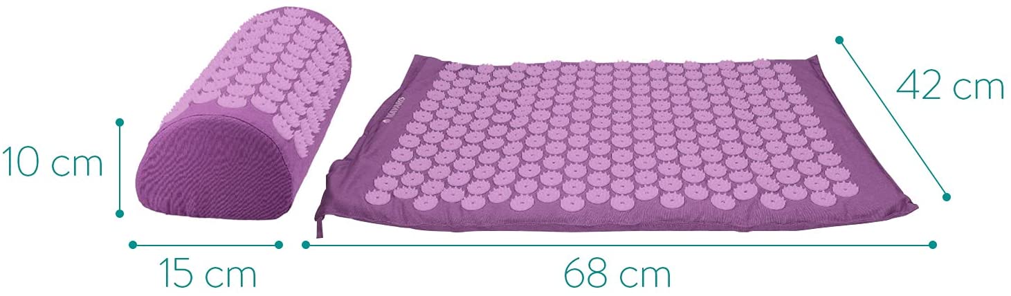 Navaris 2 - in - 1 Acupressure Mat and Pillow Set Σετ 2 σε 1 Χαλάκι και Μαξιλάρι Μασάζ - Berry - 43899.26