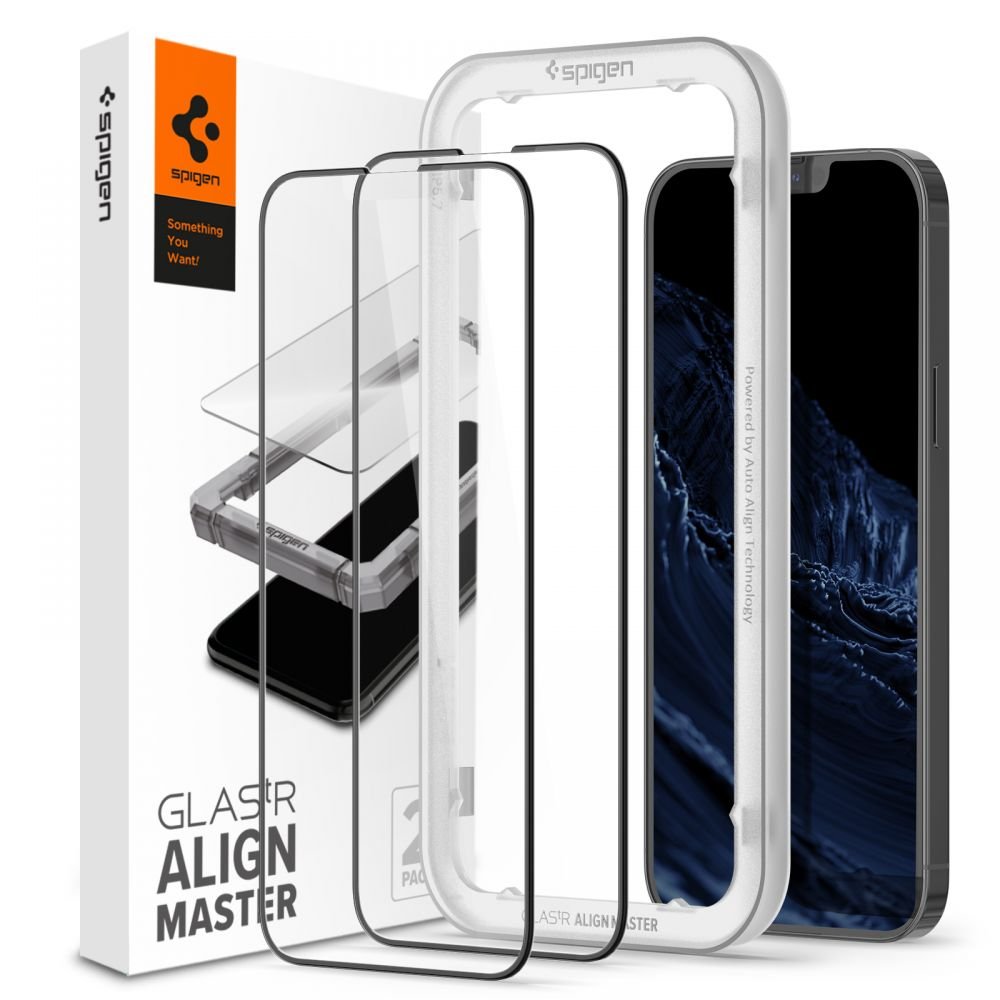 Spigen iPhone 13 Pro Max / iPhone 14 Plus / iPhone 15 Plus FC AlignMaster 2.5D Full Screen Case Friendly Tempered Glass Αντιχαρακτικό Γυαλί Οθόνης 9H - 2 Τεμάχια - Black