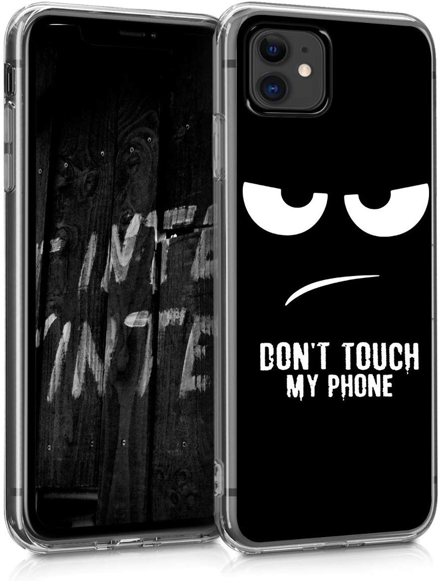 KW iPhone 11 Θήκη Σιλικόνης TPU Design Don't Touch My Phone - Black / White - 49793.10