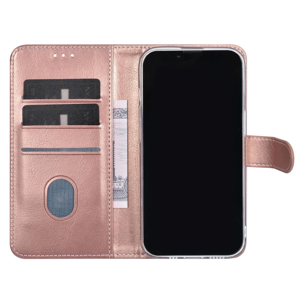 Tuniq iPhone 15 - Θήκη Πορτοφόλι Stand από Δερματίνη - Rose Gold