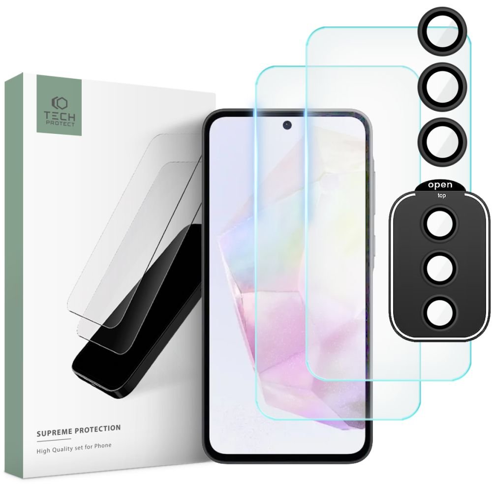 Tech - Protect Samsung Galaxy A35 5G Supreme Set - Σετ με 2 Tempered Glass Αντιχαρακτικά Γυαλιά Οθόνης και 1 Αντιχαρακτικό Γυαλί για την Κάμερα - Διάφανα