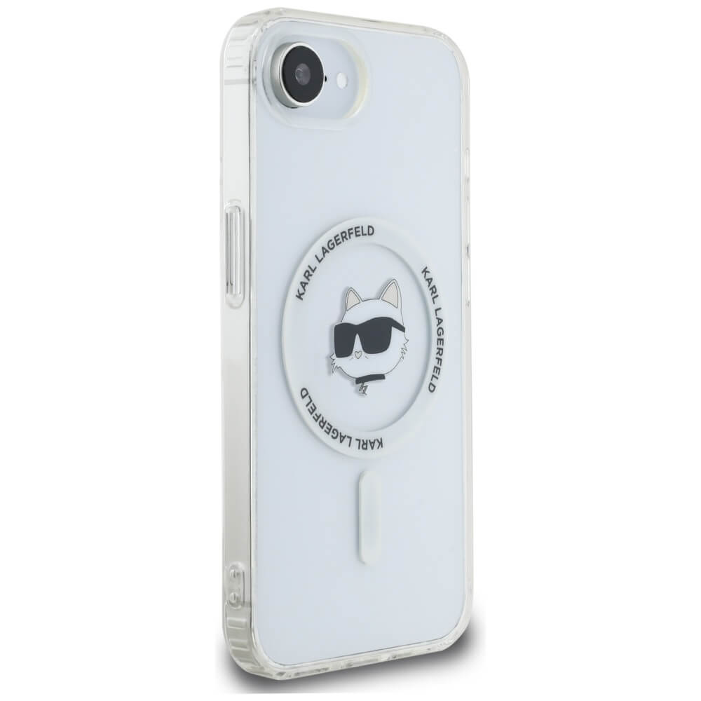 Karl Lagerfeld iPhone 16e - IML Metal Choupette Head - MagSafe Σκληρή Θήκη με Πλαίσιο Σιλικόνης - White - KLHMPSE4HLSCHH