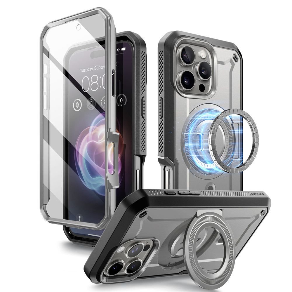 Supcase iPhone 16 Pro - UB Pro Mag Σκληρή Θήκη με Προστασία Οθόνης και Stand με MagSafe - Titan Grey