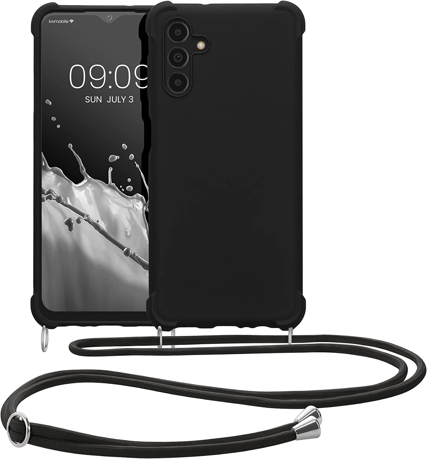 KW Samsung Galaxy A04s Θήκη Σιλικόνης TPU με Λουράκι - Black - 59960.01