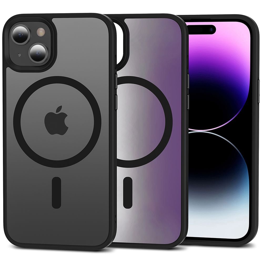 Tech - Protect iPhone 15 Plus MagMat Σκληρή Θήκη με Πλαίσιο Σιλικόνης και MagSafe - Matte Black / Ημιδιάφανη
