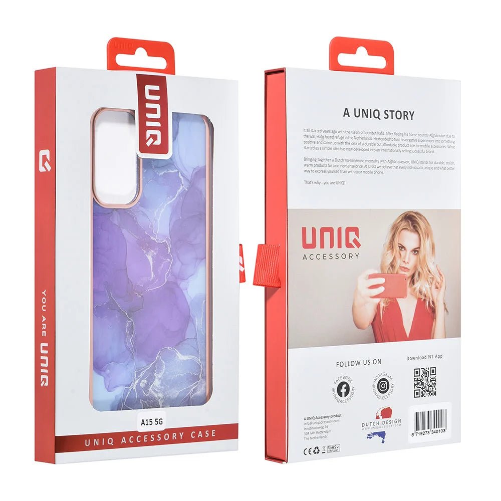 Tuniq Samsung Galaxy A15 4G / A15 5G - Σκληρή Θήκη με Πλαίσιο Σιλικόνης - Σχέδιο Μάρμαρο - Μοβ