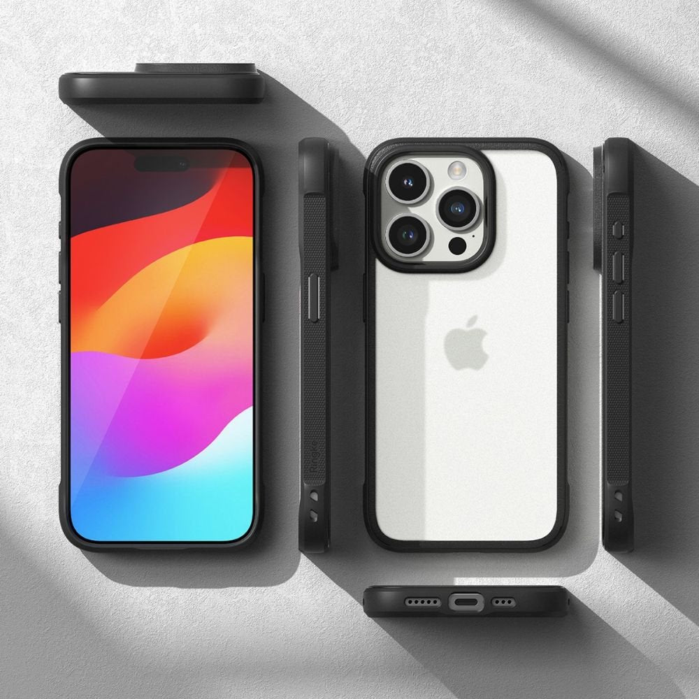 Ringke iPhone 15 Pro Max Fusion Bold Σκληρή Θήκη με Πλαίσιο Σιλικόνης - Matte Black / Ημιδιάφανη