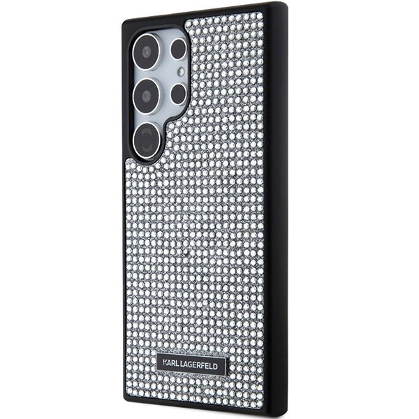 Karl Lagerfeld Samsung Galaxy S24 Ultra - Rhinestone Metal Logo - Σκληρή Θήκη με Πλαίσιο Σιλικόνης - Silver - KLHCS24LHDSPRS