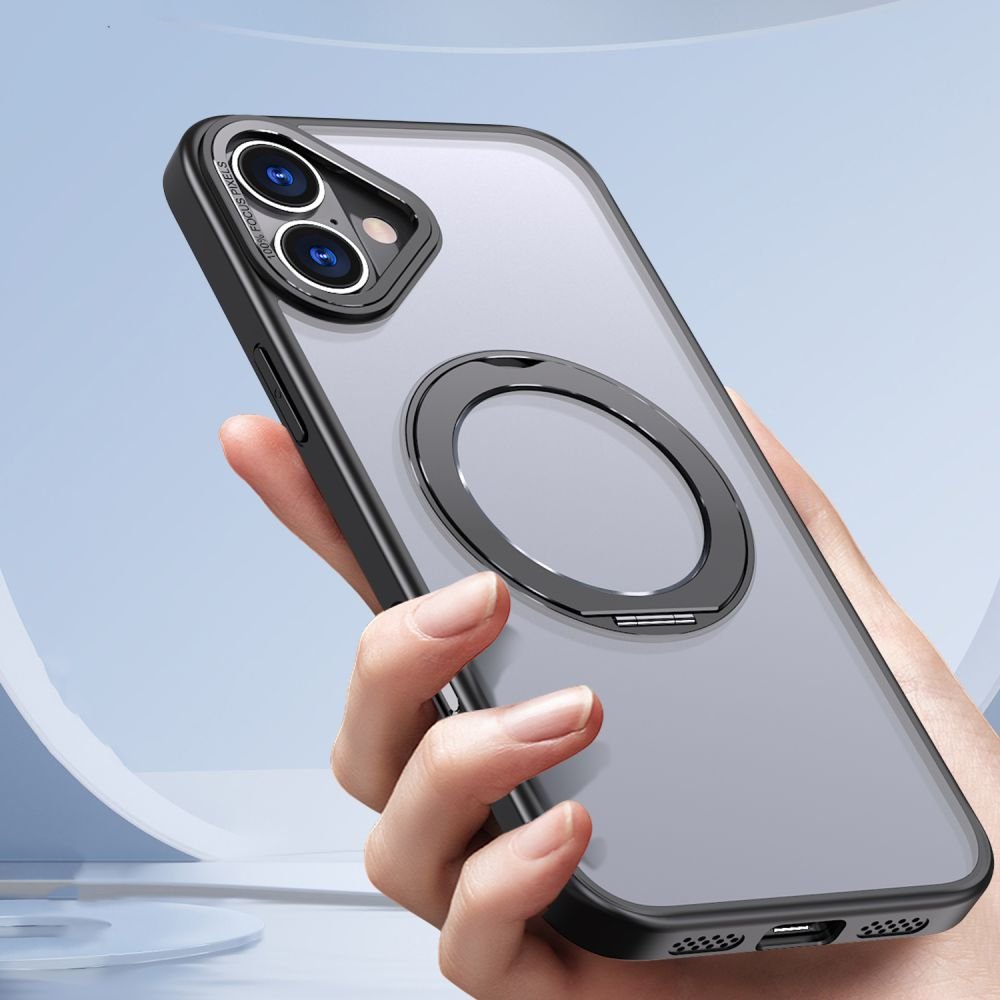 Tech - Protect iPhone 16 MagRing - Σκληρή MagSafe Θήκη με Περιστρεφόμενο Δαχτυλίδι Συγκράτησης / Stand - Matte Black / Ημιδιάφανη
