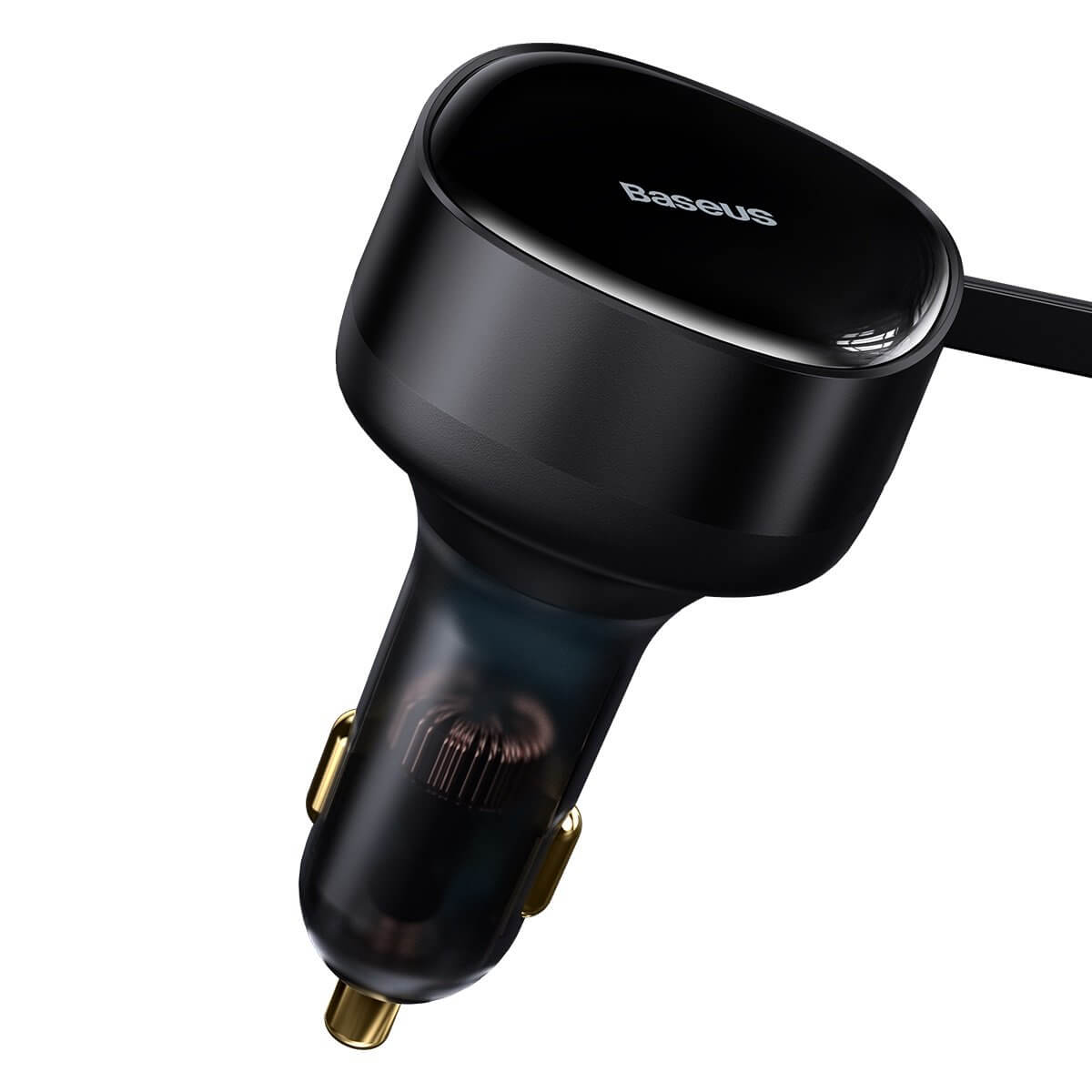 Baseus Enjoyment Retractable 2 - in - 1 Fast Car Charger Φορτιστής Αυτοκινήτου με Ενσωματωμένα Καλώδια Lightning και Type - C 30W - Black - CGTX000001