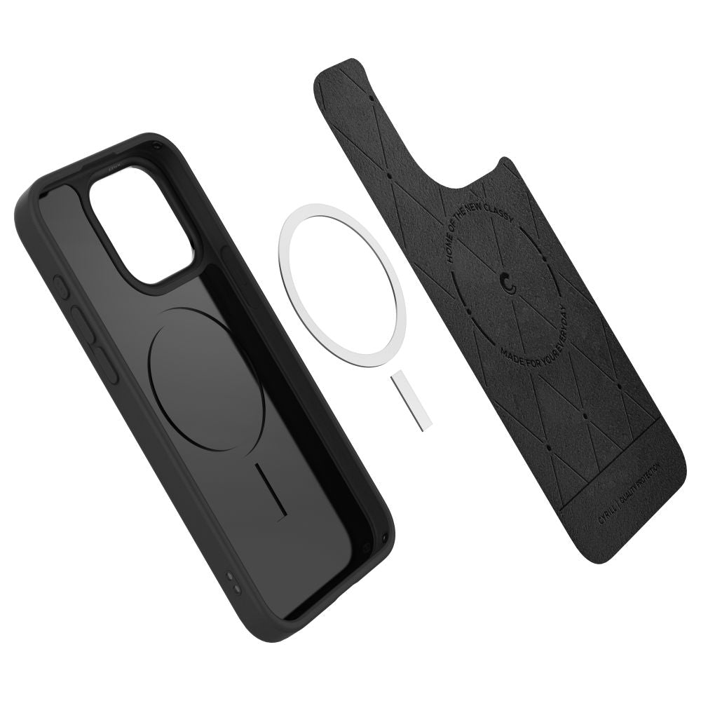 Spigen Cyrill iPhone 15 Pro Kajuk Mag Θήκη με Επένδυση Συνθετικού Δέρματος και MagSafe - Black