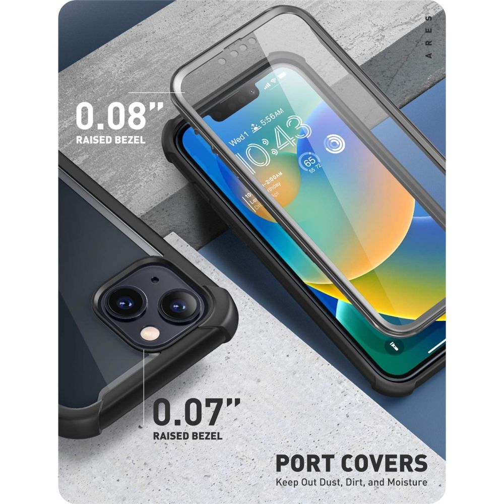 i - Blason iPhone 14 Plus Ares Σκληρή Θήκη με Πλαίσιο Σιλικόνης και Προστασία Οθόνης - Black