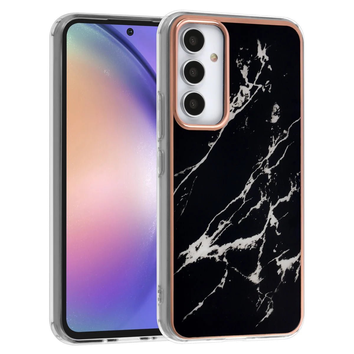 Tuniq Samsung Galaxy A54 5G - Σκληρή Θήκη με Πλαίσιο Σιλικόνης - Σχέδιο Μάρμαρο - Μαύρη
