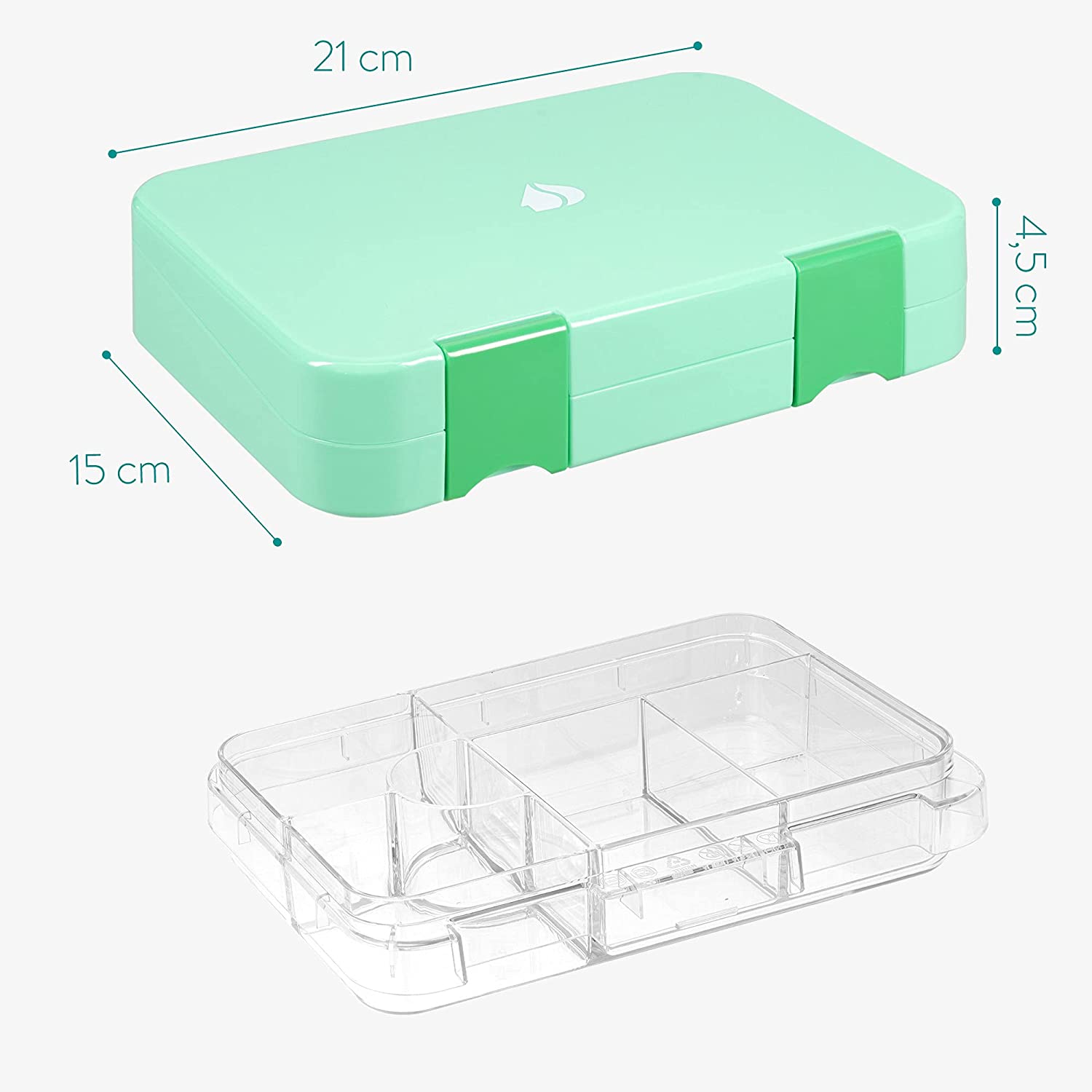 Navaris Bento Box for Kids Δοχείο Αποθήκευσης Τροφής για Παιδιά BPA Free - Green - 49877.01.07