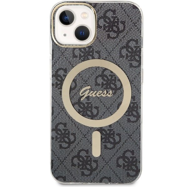 Guess iPhone 13 / 14 / 15 - 4G MagSafe Σκληρή Θήκη με Πλαίσιο Σιλικόνης και MagSafe - Black - GUHMP14SH4STK