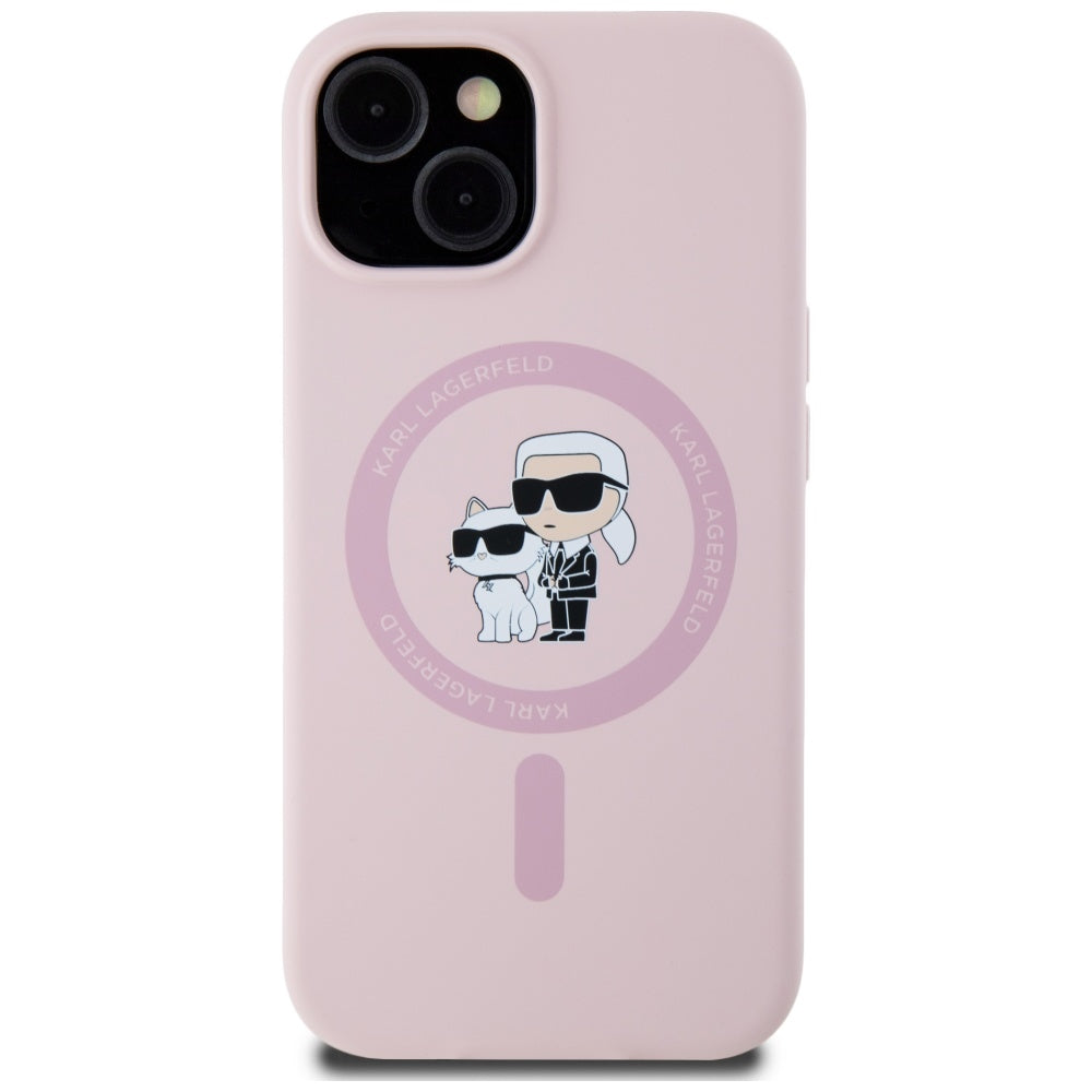 Karl Lagerfeld iPhone 15 - Θήκη Σιλικόνης με MagSafe - Silicone Karl and Choupette - Pink