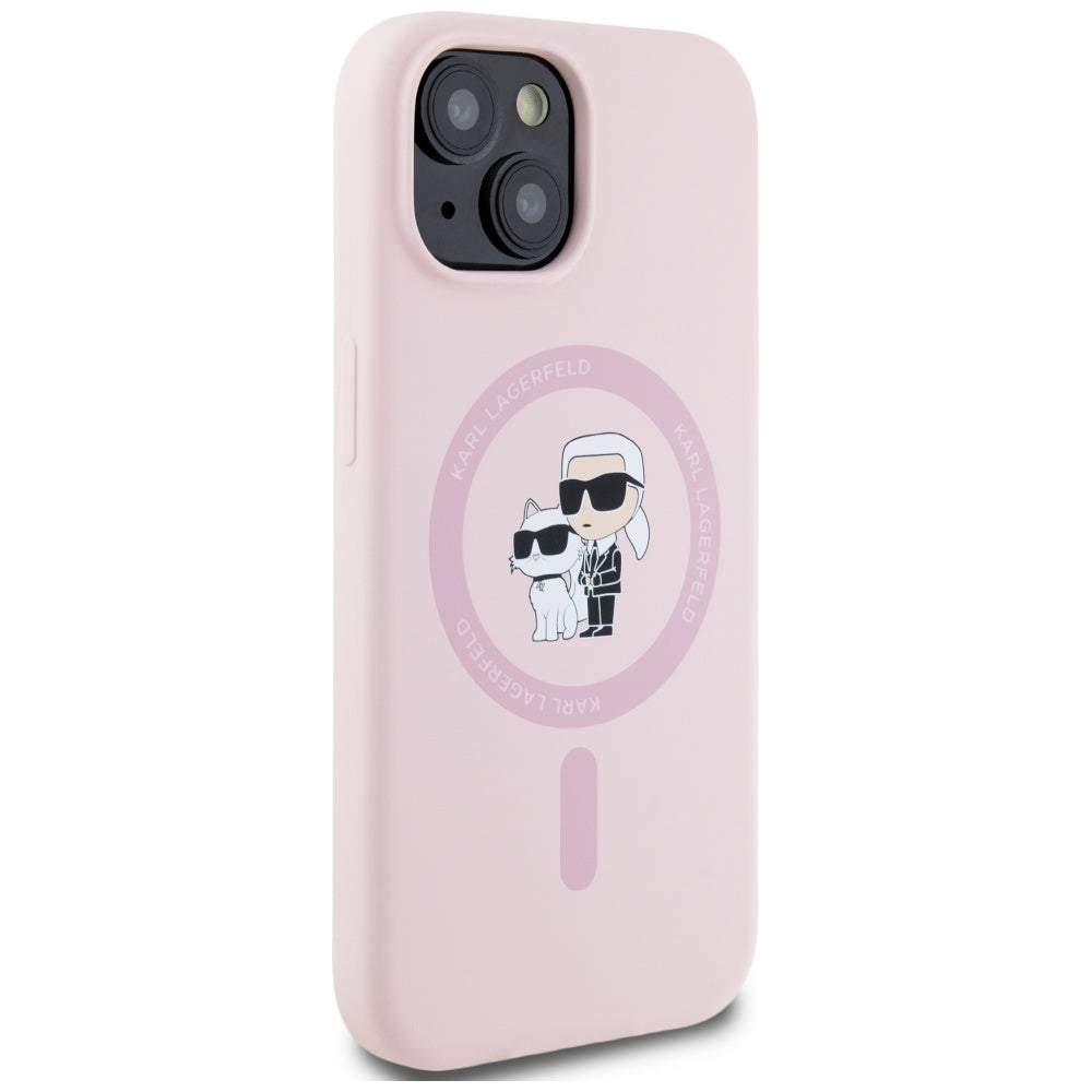 Karl Lagerfeld iPhone 15 - Θήκη Σιλικόνης με MagSafe - Silicone Karl and Choupette - Pink