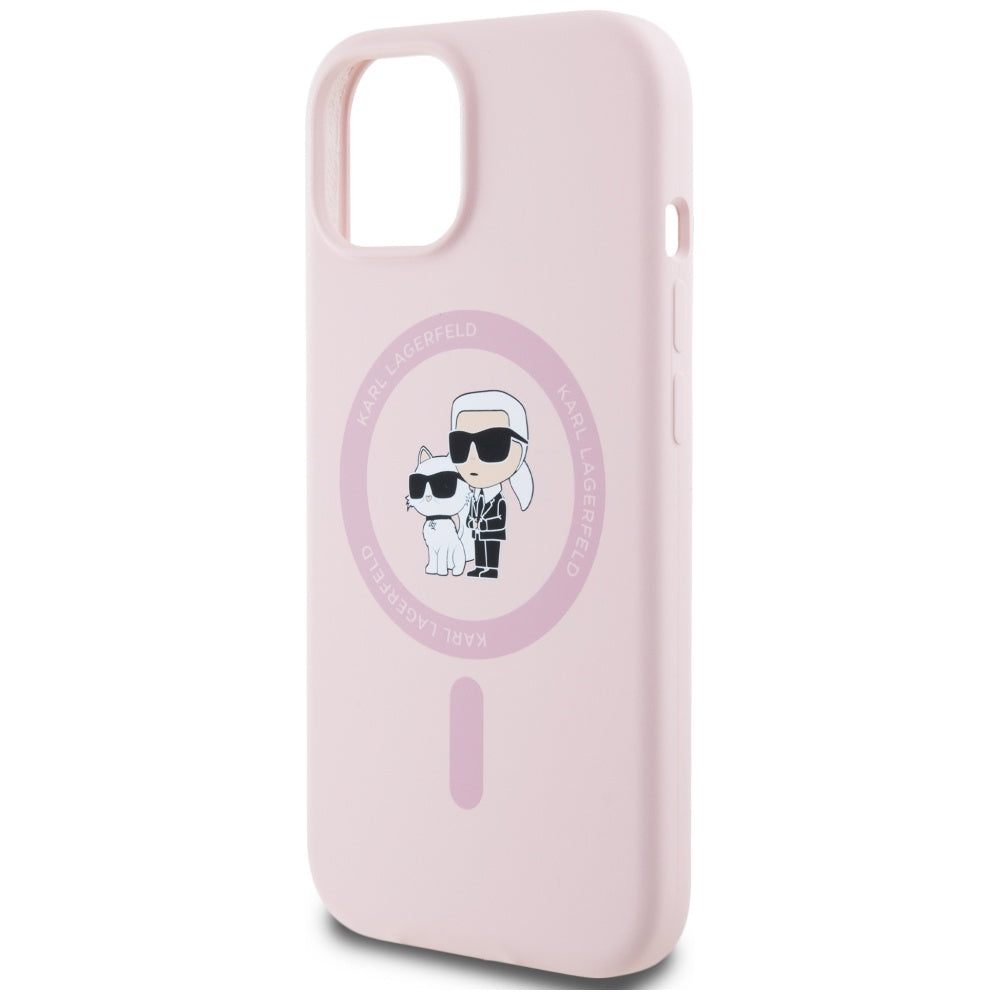 Karl Lagerfeld iPhone 15 - Θήκη Σιλικόνης με MagSafe - Silicone Karl and Choupette - Pink