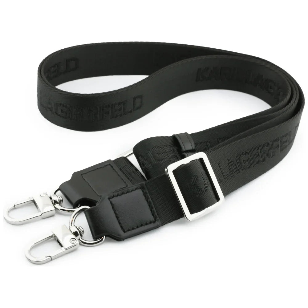 Karl Lagerfeld iPhone 17 Pro - Big Strap Choupette Metal Logo MagSafe - Σκληρή Θήκη με Επένδυση Συνθετικού Δέρματος και Λουράκι - Black