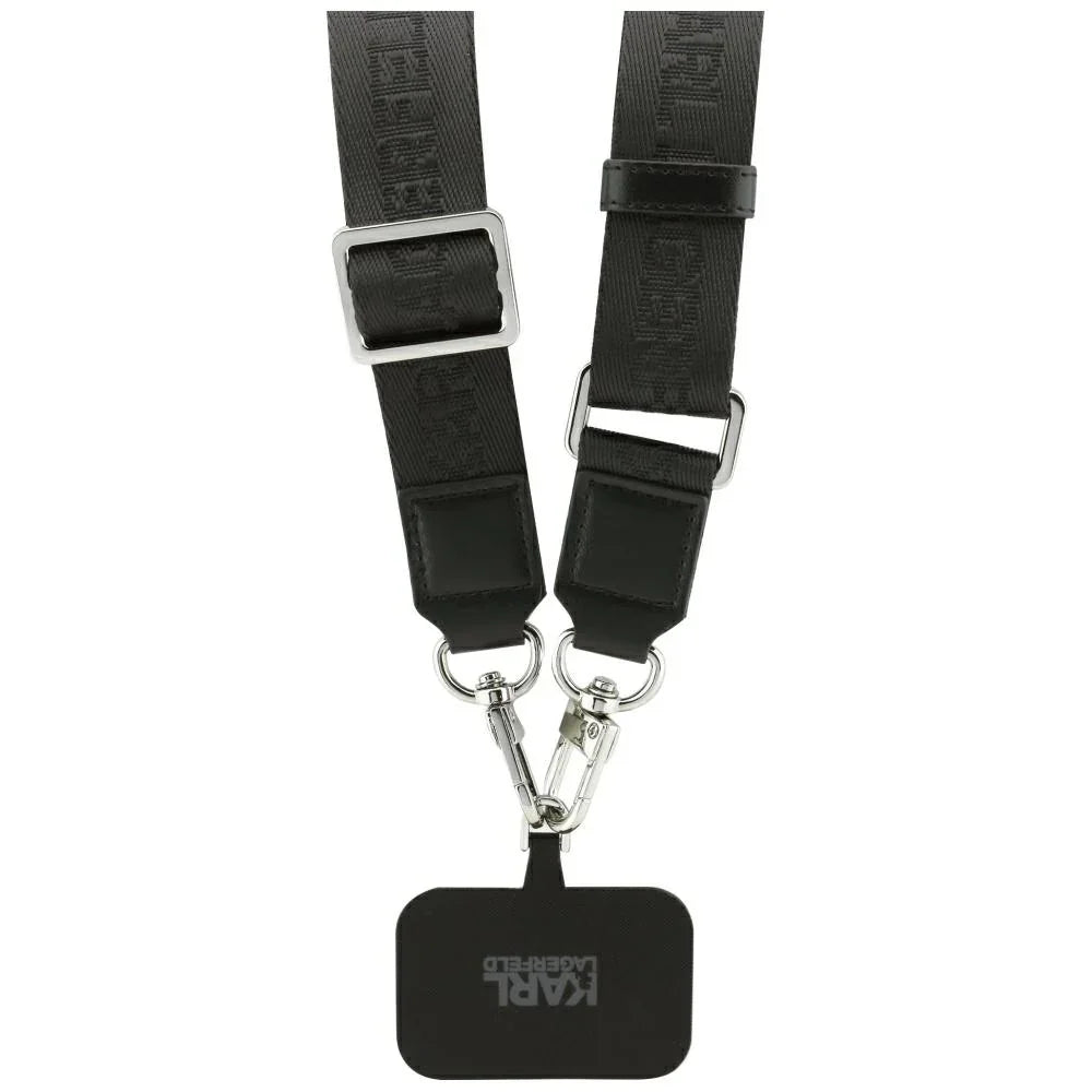 Karl Lagerfeld iPhone 17 Pro - Big Strap Choupette Metal Logo MagSafe - Σκληρή Θήκη με Επένδυση Συνθετικού Δέρματος και Λουράκι - Black