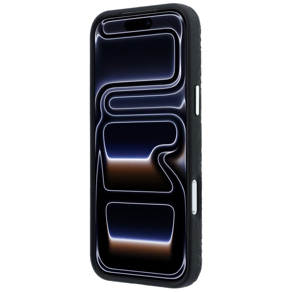 Karl Lagerfeld iPhone 17 Pro / iPhone 18 Pro - Σκληρή Θήκη με Επένδυση Οικολογικού Δέρματος - Grained Allover Logo Metal Elongated Magsafe - Black