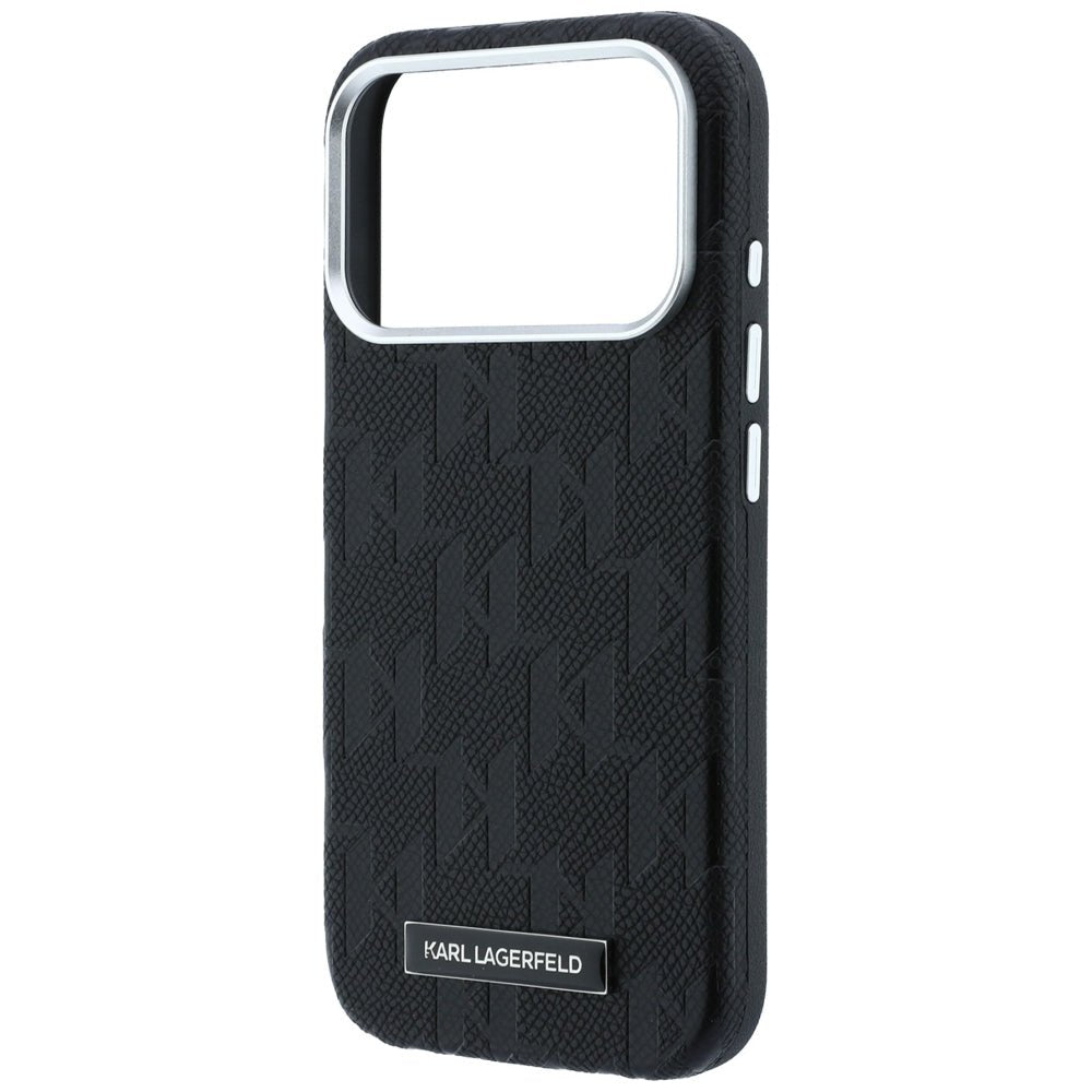 Karl Lagerfeld iPhone 17 Pro / iPhone 18 Pro - Σκληρή Θήκη με Επένδυση Οικολογικού Δέρματος - Grained Mono Resin Logo MagSafe - Black
