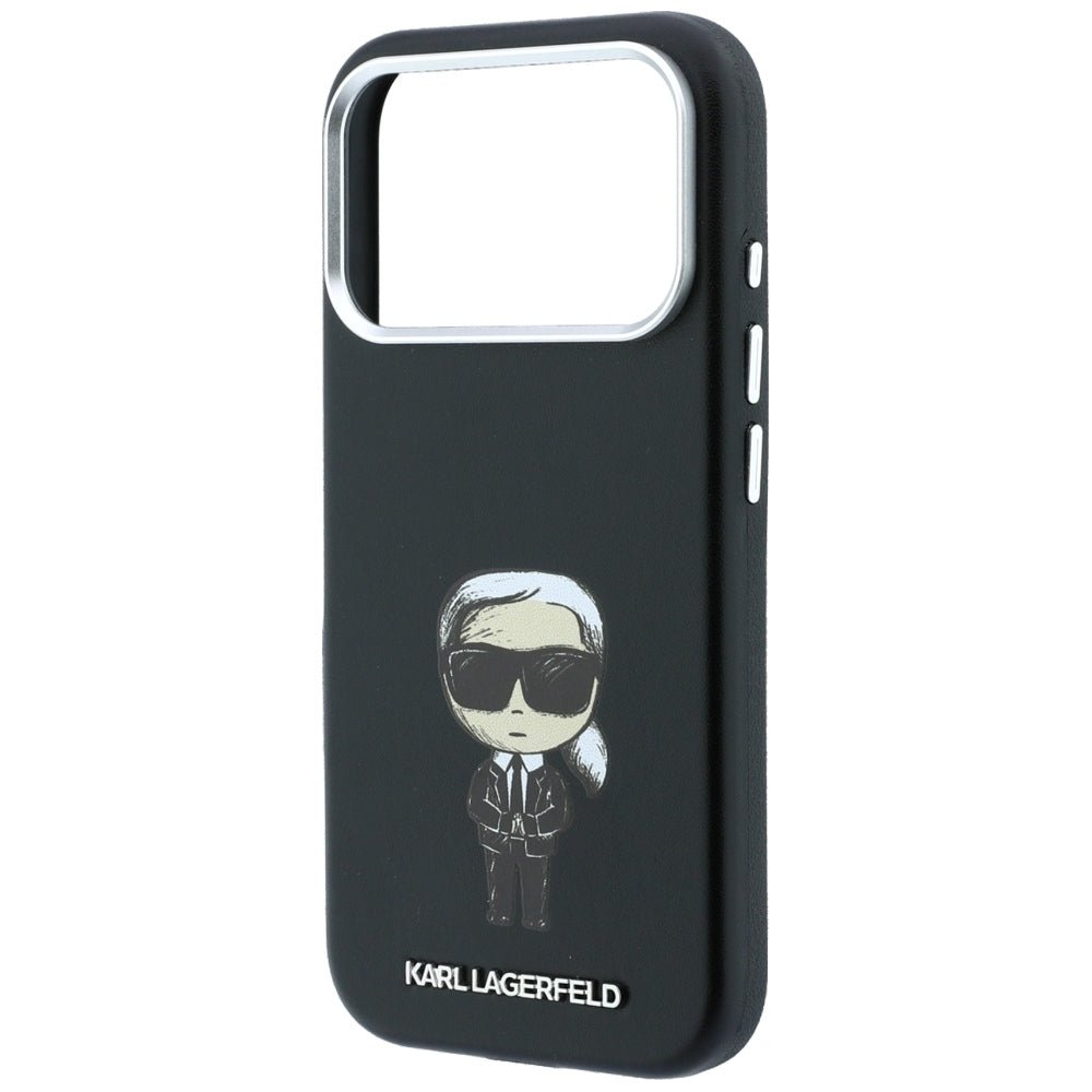 Karl Lagerfeld iPhone 17 Pro / iPhone 18 Pro - Σκληρή Θήκη με Επένδυση Συνθετικού Δέρματος και Πλαίσιο Σιλικόνης - Smooth Ikonik Sketch MagSafe - Black