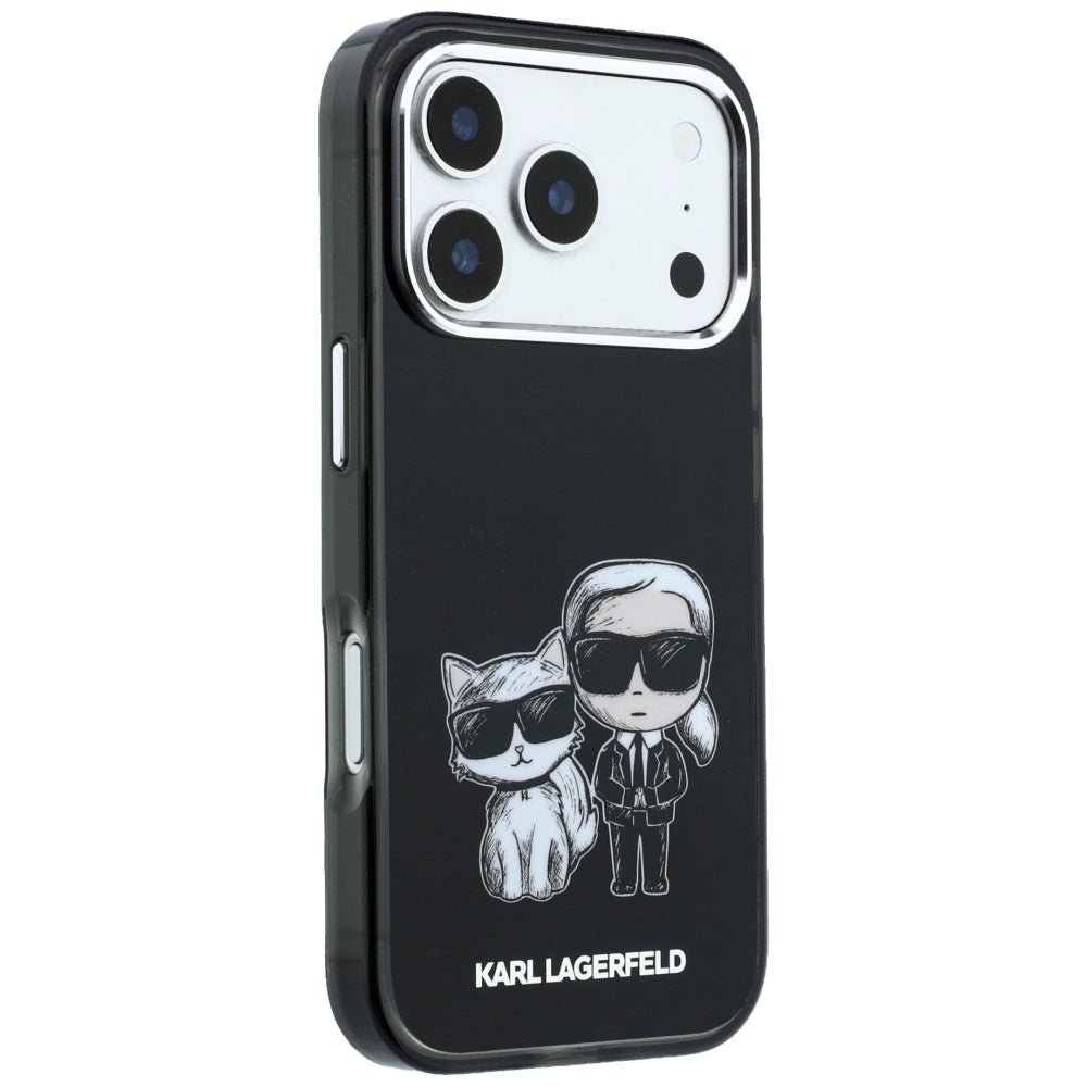 Karl Lagerfeld iPhone 17 Pro / iPhone 18 Pro - Σκληρή Θήκη με Πλαίσιο Σιλικόνης - IML Karl and Choupette Bodies Sketch Print MagSafe - Black