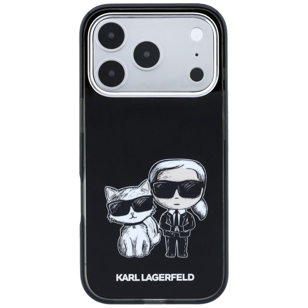 Karl Lagerfeld iPhone 17 Pro / iPhone 18 Pro - Σκληρή Θήκη με Πλαίσιο Σιλικόνης - IML Karl and Choupette Bodies Sketch Print MagSafe - Black