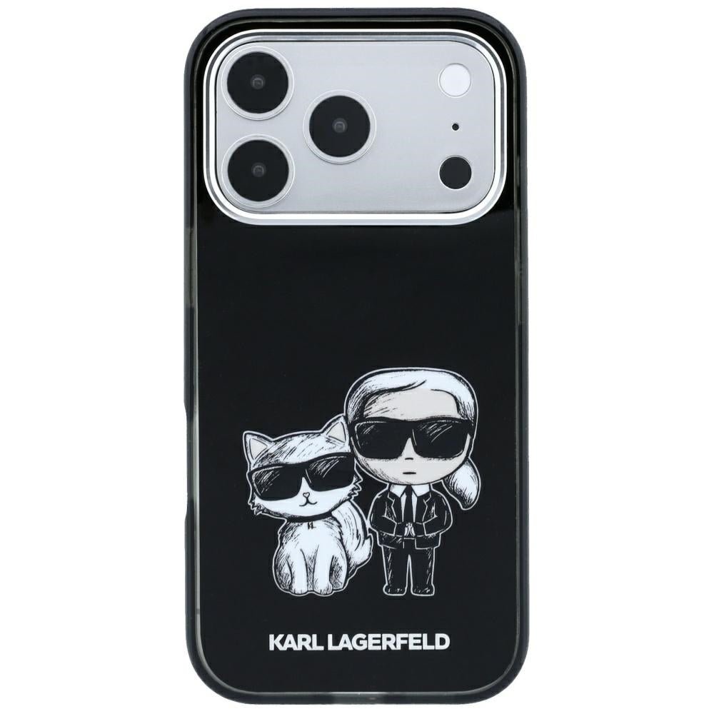 Karl Lagerfeld iPhone 17 Pro / iPhone 18 Pro - Σκληρή Θήκη με Πλαίσιο Σιλικόνης - Smooth Karl & Choupette Bodies Sketch MagSafe - Black